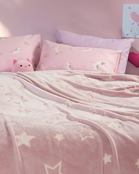 Παιδική Fleece Κουβέρτα Μονή 160Χ220 Nef-Nef Homeware Starlight Pink