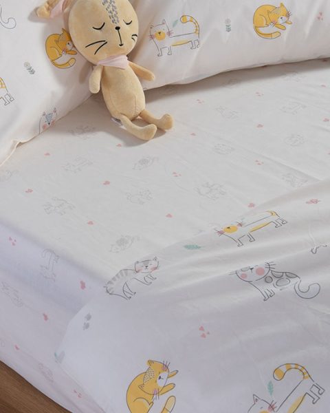 Παιδικά Σεντόνια Μονά (Σετ) Nef-Nef Homeware Cat Life Ecru