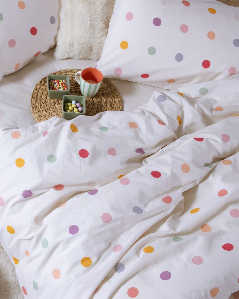 Παπλωματοθήκη Παιδική Μονή (Σετ) Nef-Nef Homeware Dots Ecru