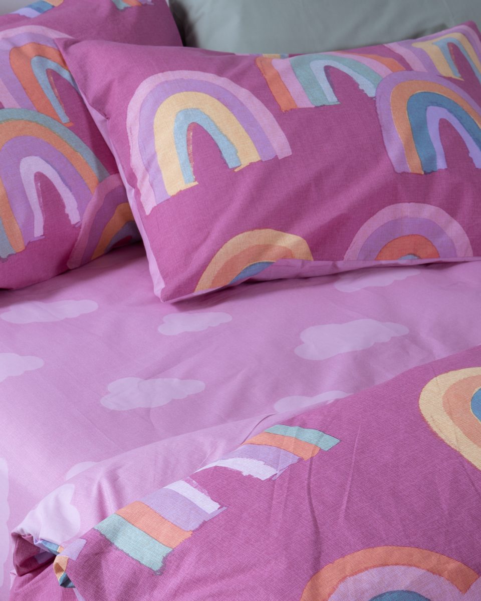 Παπλωματοθήκη Παιδική Μονή (Σετ) Nef-Nef Homeware Rainbow Mood Fuchsia