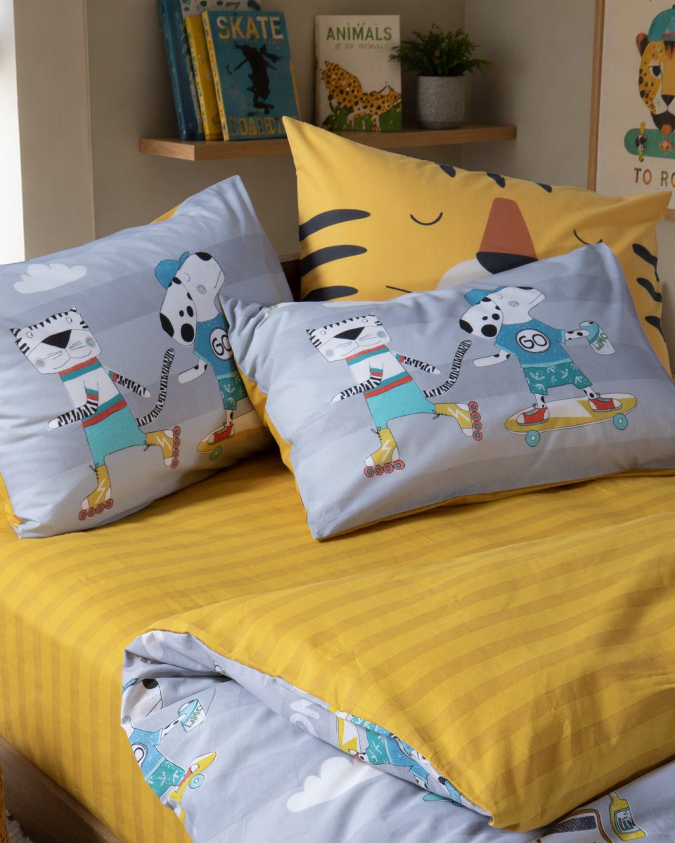 Παπλωματοθήκη Παιδική Μονή (Σετ) Nef-Nef Homeware Cool Skating Grey