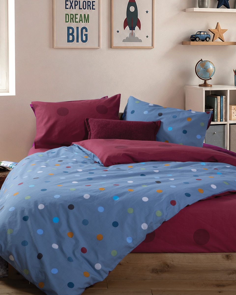 Παπλωματοθήκη Παιδική Μονή (Σετ) Nef-Nef Homeware Dots Blue