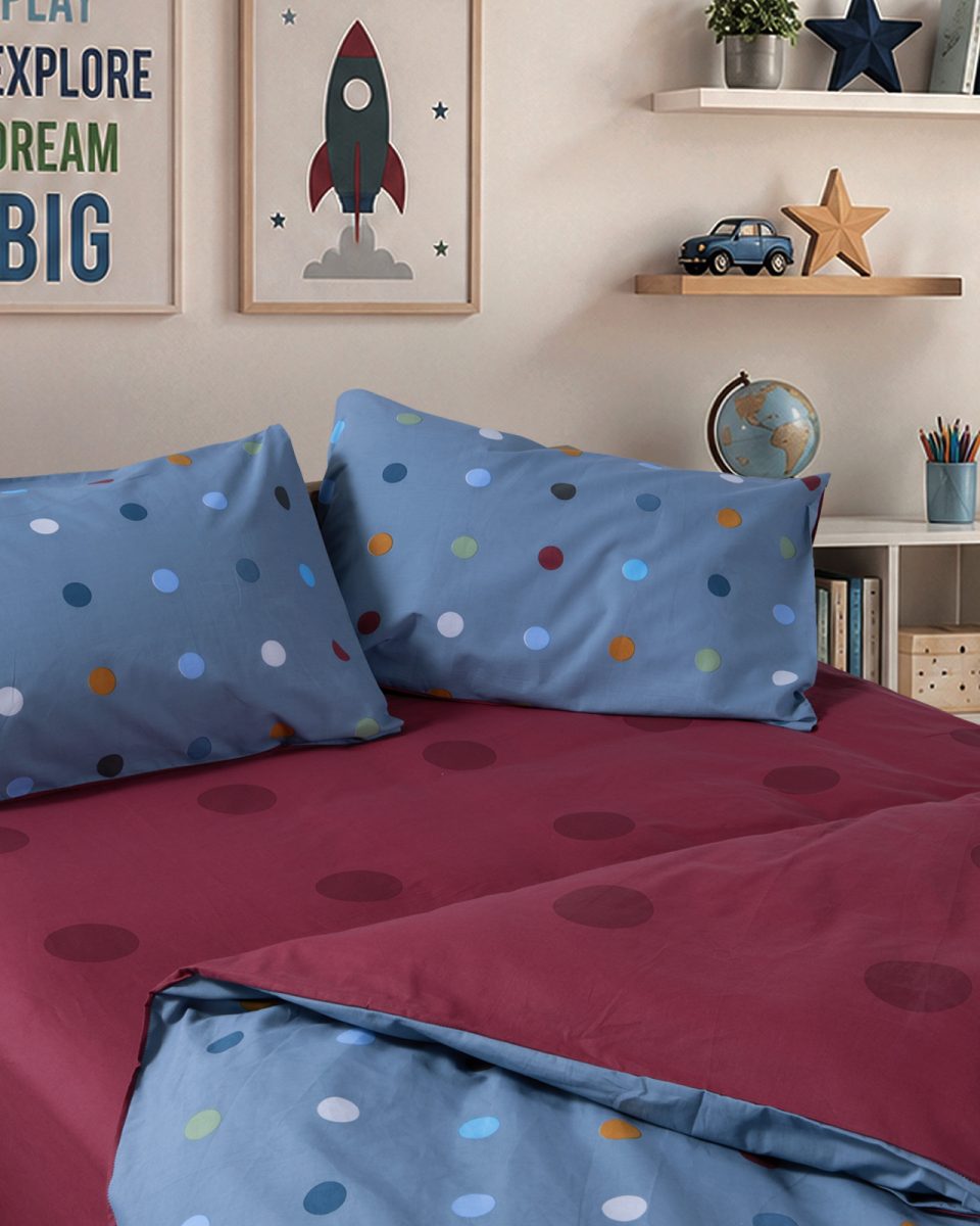 Παπλωματοθήκη Παιδική Μονή (Σετ) Nef-Nef Homeware Dots Blue