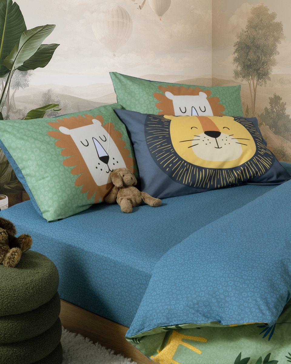 Παπλωματοθήκη Παιδική Μονή (Σετ) Nef-Nef Homeware Jungle Mania Green