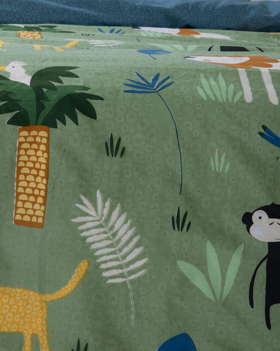 Παπλωματοθήκη Παιδική Μονή (Σετ) Nef-Nef Homeware Jungle Mania Green