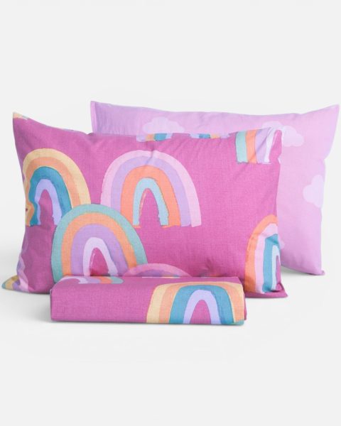 Παπλωματοθήκη Παιδική Μονή (Σετ) Nef-Nef Homeware Rainbow Mood Fuchsia