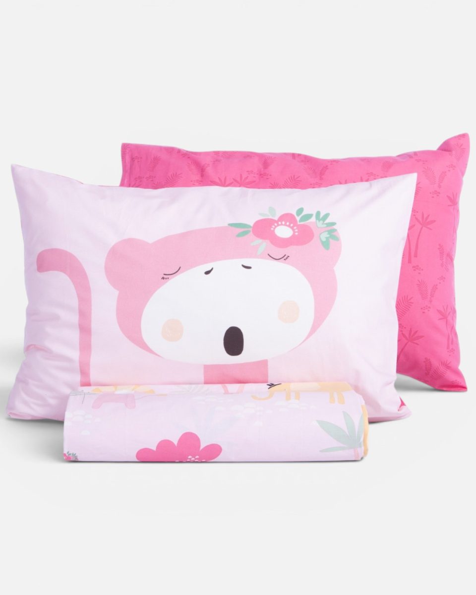 Παπλωματοθήκη Παιδική Μονή (Σετ) Nef-Nef Homeware Wild & Sweet Pink
