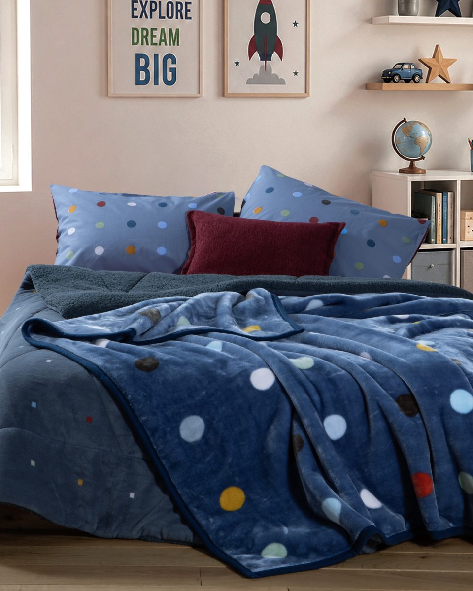 Παιδική Κουβέρτα Μονή 160Χ220 Nef-Nef Homeware Dots Blue