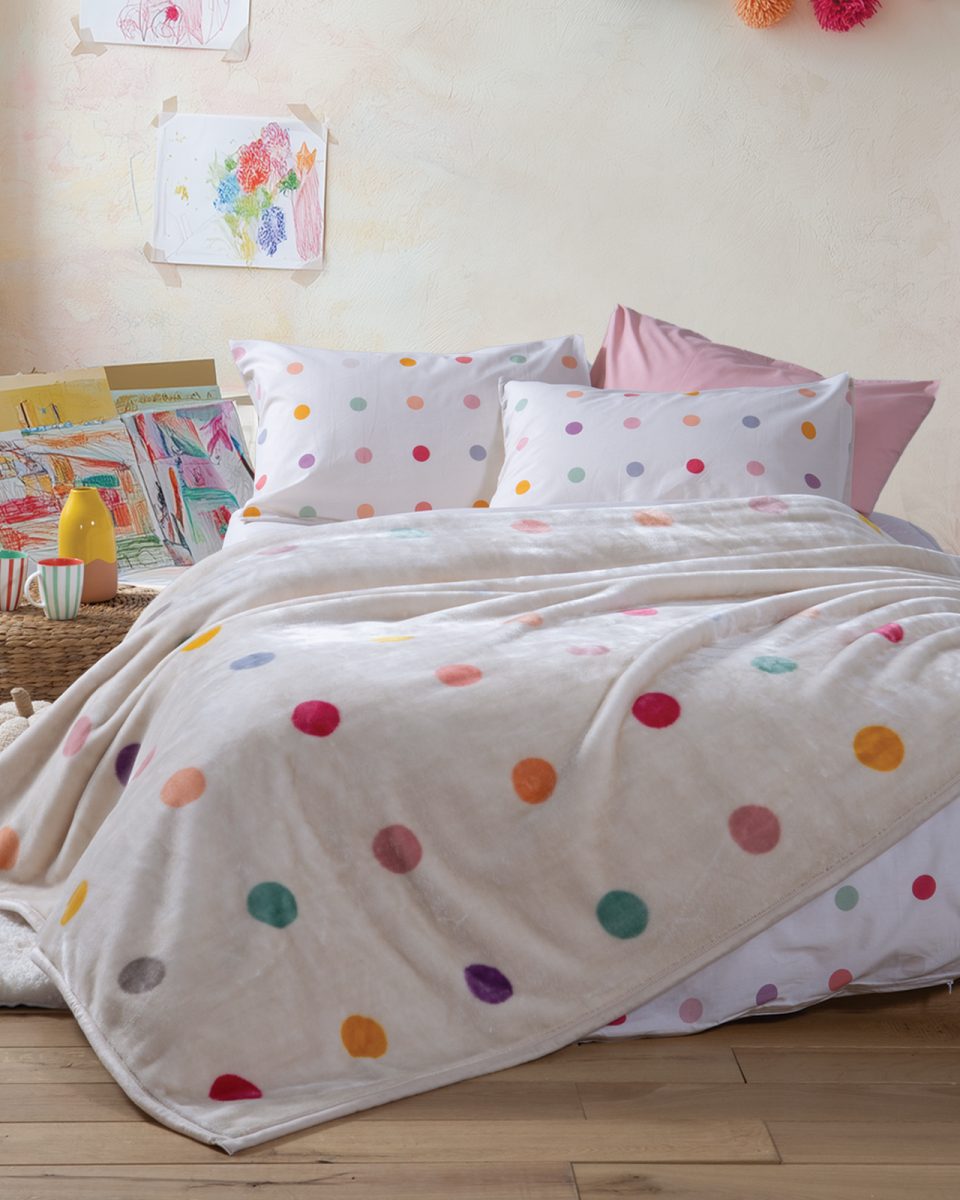 Παιδική Κουβέρτα Μονή 160Χ220 Nef-Nef Homeware Dots Ecru