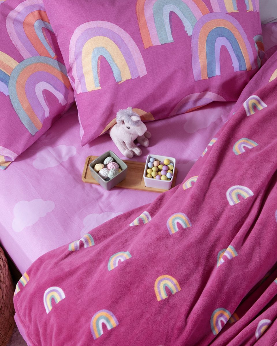 Παιδική Fleece Κουβέρτα Μονή 160x220 Nef-Nef Homeware Rainbow Mood Fuchsia