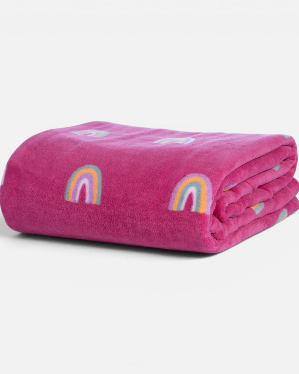 Παιδική Fleece Κουβέρτα Μονή 160x220 Nef-Nef Homeware Rainbow Mood Fuchsia