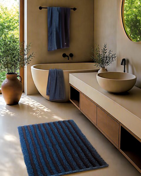 Ταπέτο μπάνιου Elements 50x80 Nef-Nef Homeware Regard Petrol/Blue